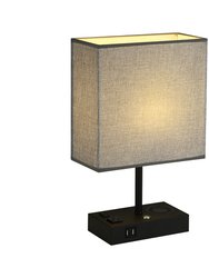 17" Black Wireless Charging Table Lamp With USB Port