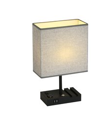 17" Grey Table Lamp With USB Port And Charging Dock