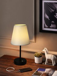 17" White Table Lamp With USB Port