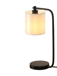 19" Black Industrial Iron Desk Lamp With Fabric Shade - Black