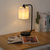 19" Black Industrial Iron Desk Lamp With Fabric Shade