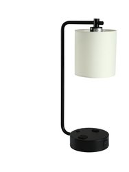 19" White Table Lamp USB Port - White