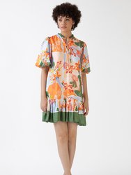 Jules Tier Mini Dress - Peach Foliage