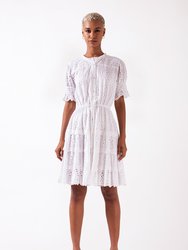 Mariam Mini Dress - White/White Seed