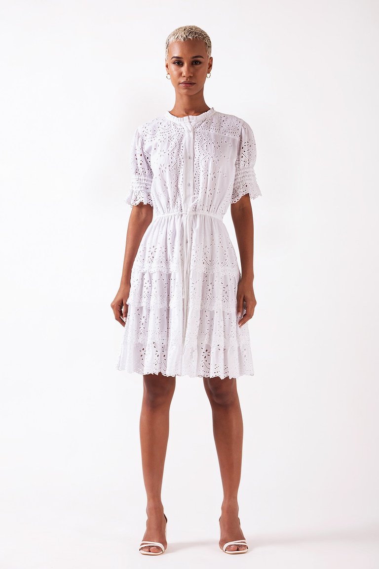 Mariam Mini Dress - White/White Seed
