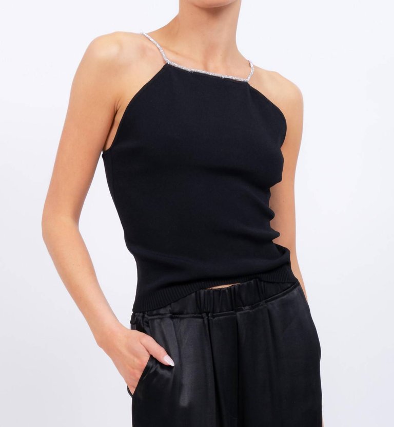 Illana Rhinestone Cami In Black - Black