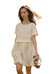 Contrast Pleated Mini Dress In Cream