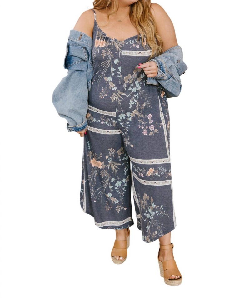 Floral Jumpsuit In Grey - Grey