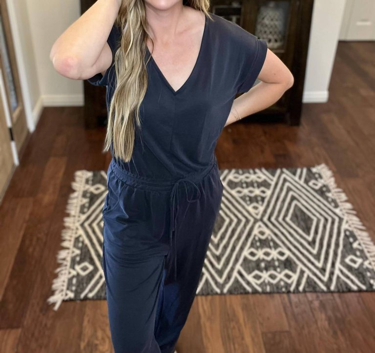 Kendall Short Sleeve Jumpsuit In Black