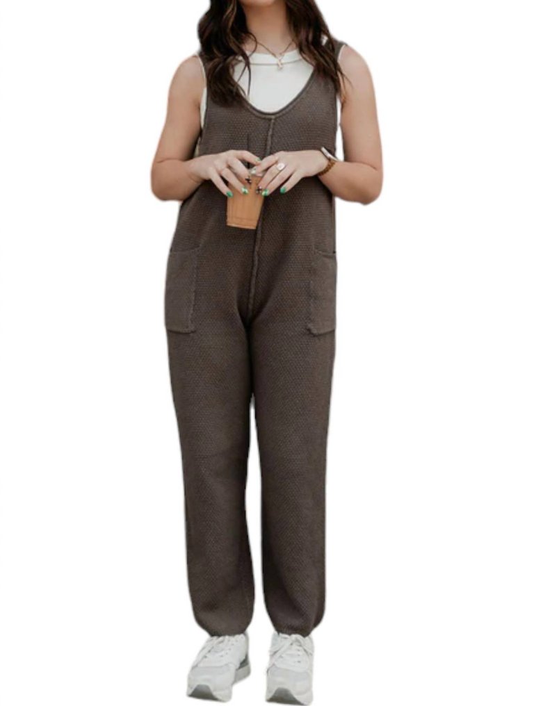 Knit Sweater Jumpsuit In Brown - Brown