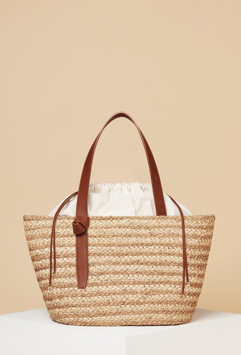 Tan Stripe Tote - Tan