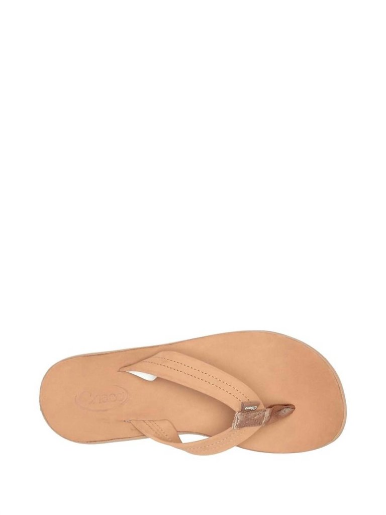 Women's Classic Leather Flip Flop In Tan