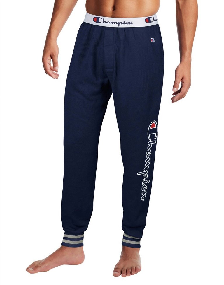 Waffle Rib Cuff Sleep Pant In Athletic Navy - Athletic Navy