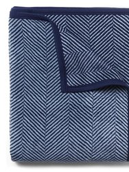 Harborview Herringbone Navy Original Blanket - Navy Blue & Light Blue