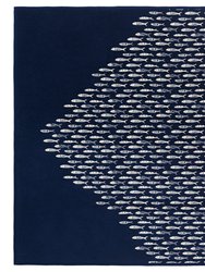 Herring Run Navy Blanket - Navy Blue / Ivory