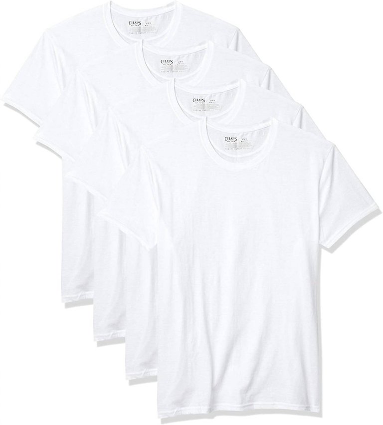 Men's 4-Pack Underwear Crew Neck Shirt In White - White