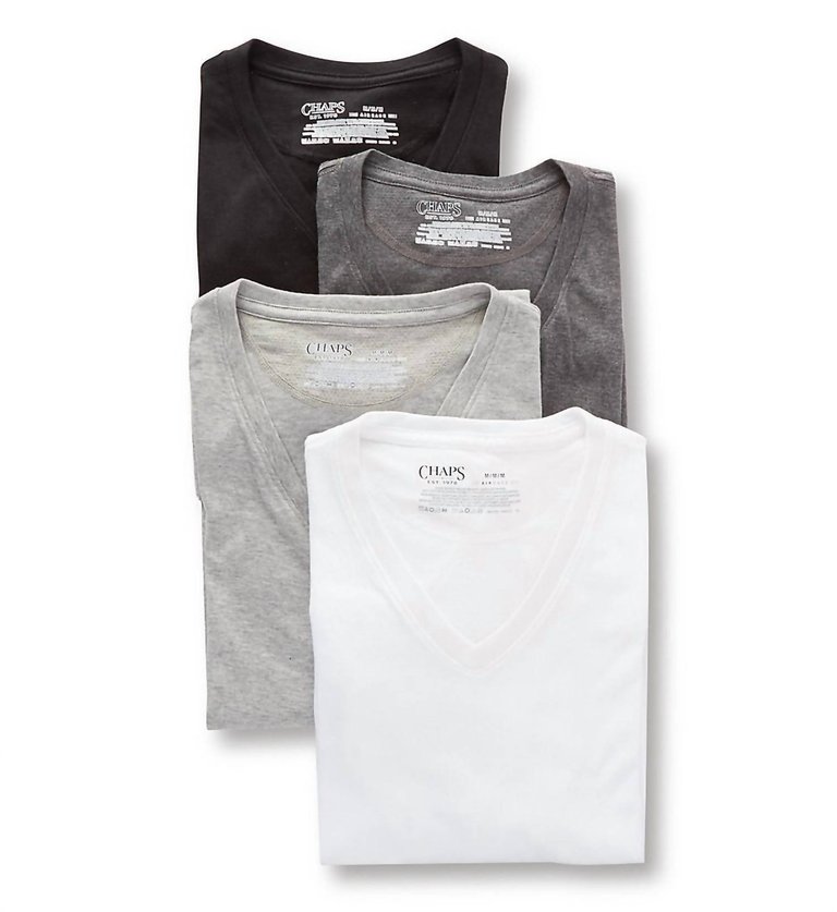 Men's 4-Pack Underwear V-Neck Shirt In Black/grey/andover Heather/white - Black/grey/andover Heather/white