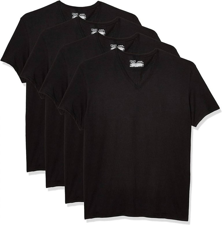 Men's 4-Pack Underwear V-Neck Shirt In Polo Black - Polo Black