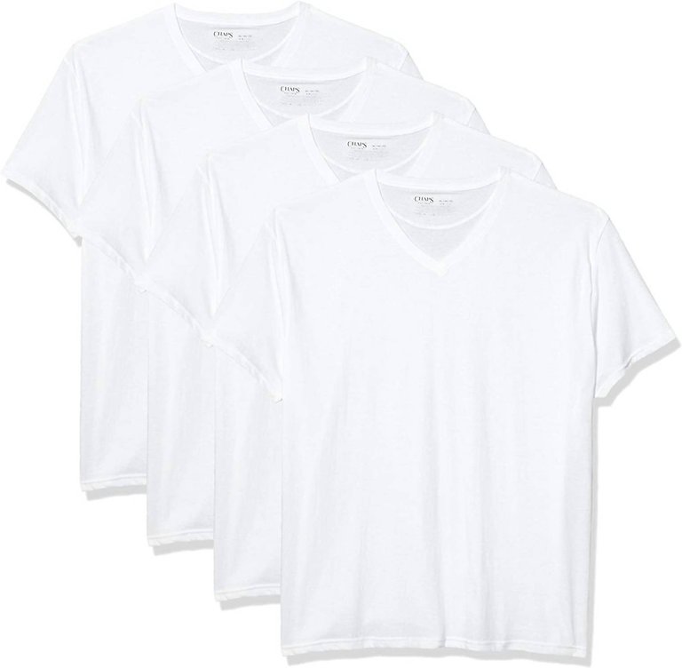 Men's 4-Pack Underwear V-Neck Shirt In White - White