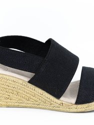 Cooper Wedge Sandal - Black Linen