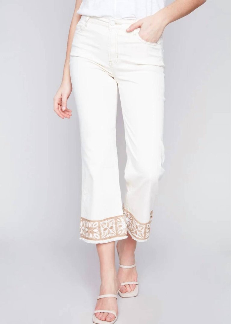 Ankle Stretch Twill Pants In White - White