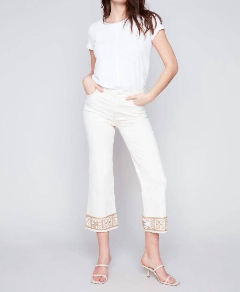 Ankle Stretch Twill Pants In White