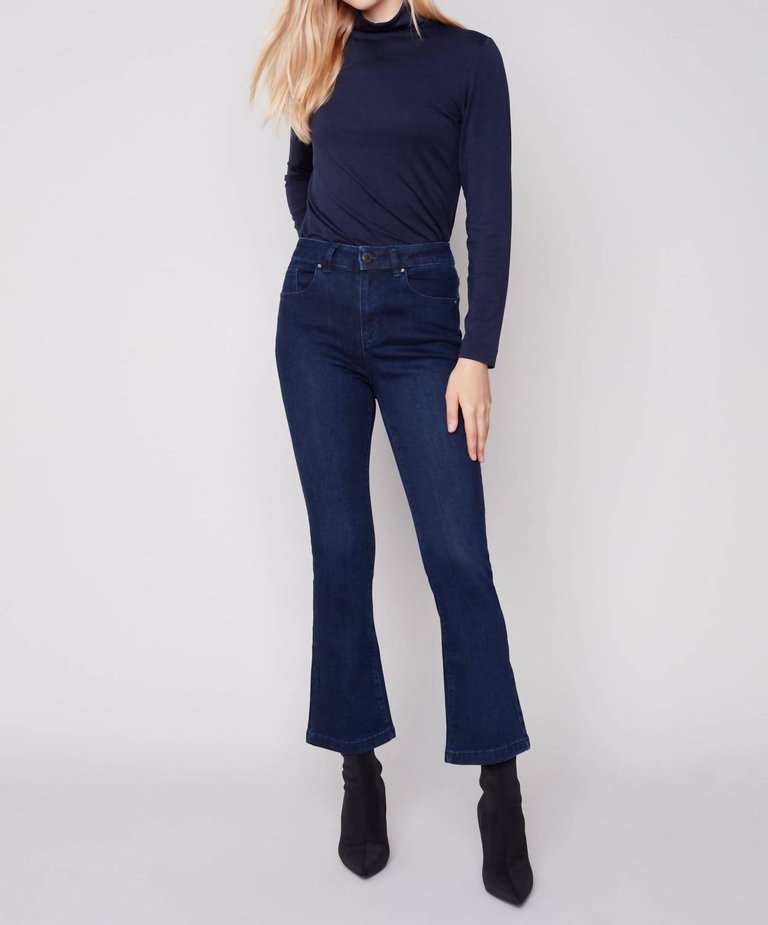 Bootleg Stretch Denim Pants In Blue Black - Blue Black