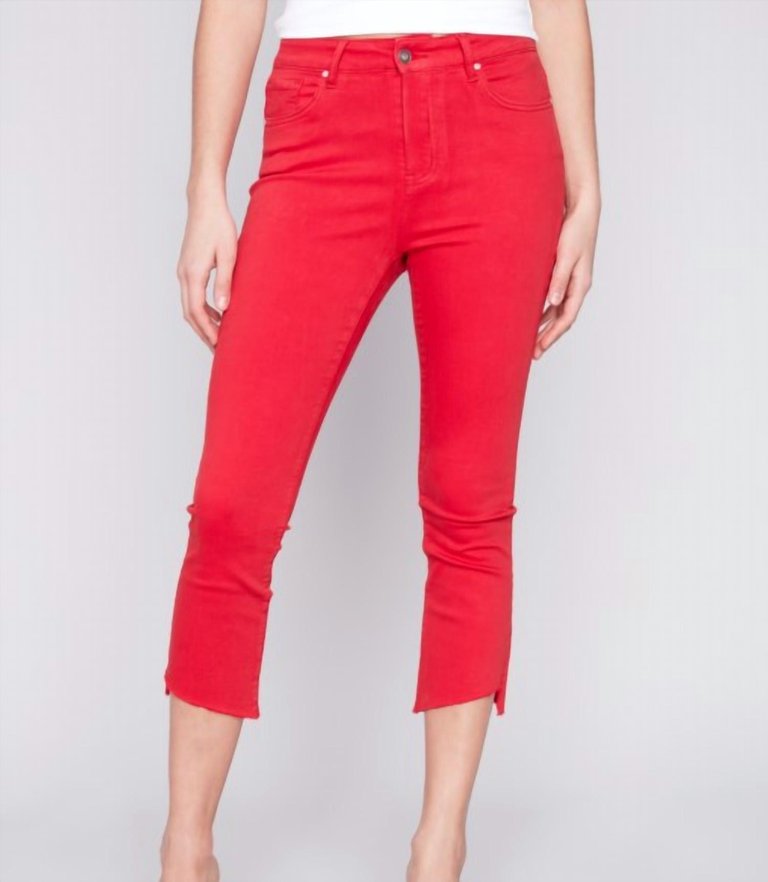 C5466 - Stretch Twill Cropped Pant In Cherry - Cherry