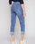 C5502-431A - Stretch Denim Wide Leg Pants In Denim Blue/pink