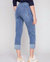 C5502-431A - Stretch Denim Wide Leg Pants In Denim Blue/pink