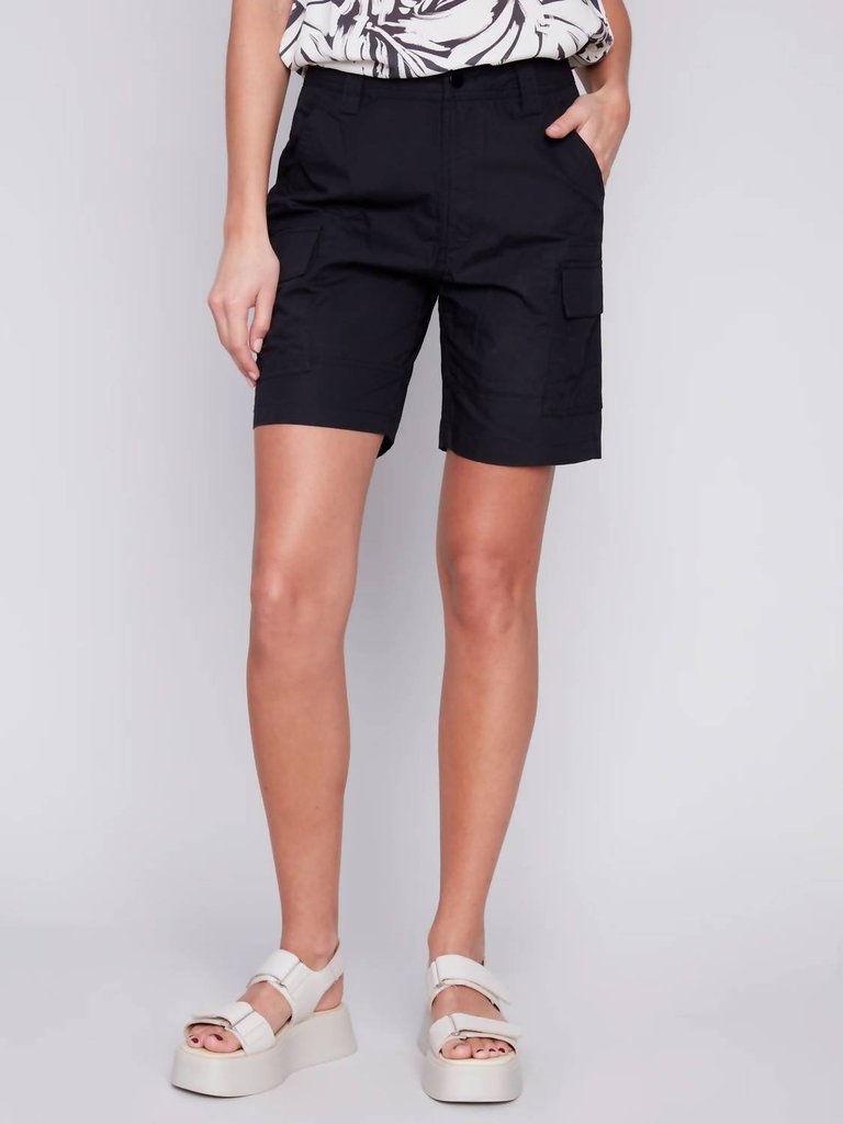 Cargo Pockets Shorts In Black - Black