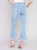 Cropped Fringed Hem Jeans In Light Blue