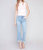 Cropped Fringed Hem Jeans In Light Blue - Light Blue