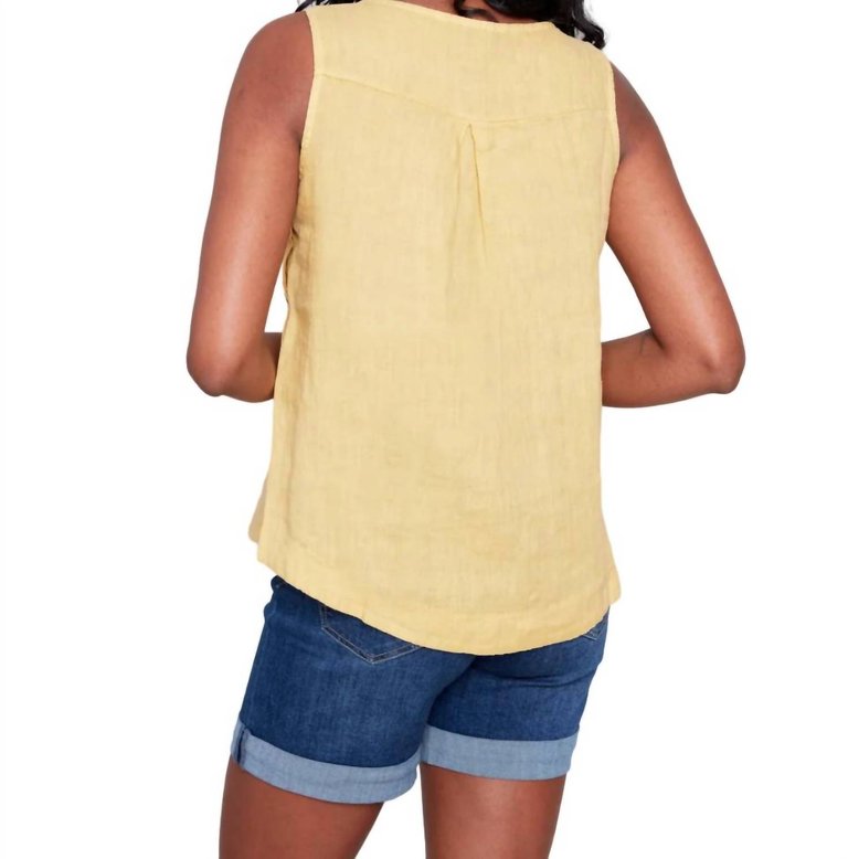 Linen Tank Top In Celedon