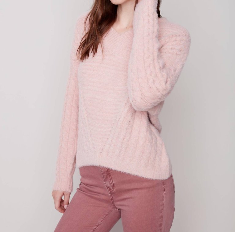 Plush Knit Sweater In Powder - Powder