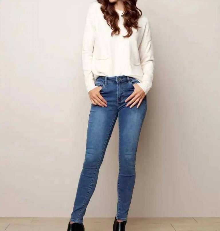 Soft Stretch Denim Pants In Medium Blue