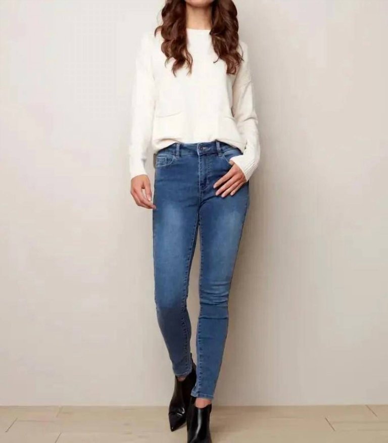 Soft Stretch Denim Pants In Medium Blue - Medium Blue