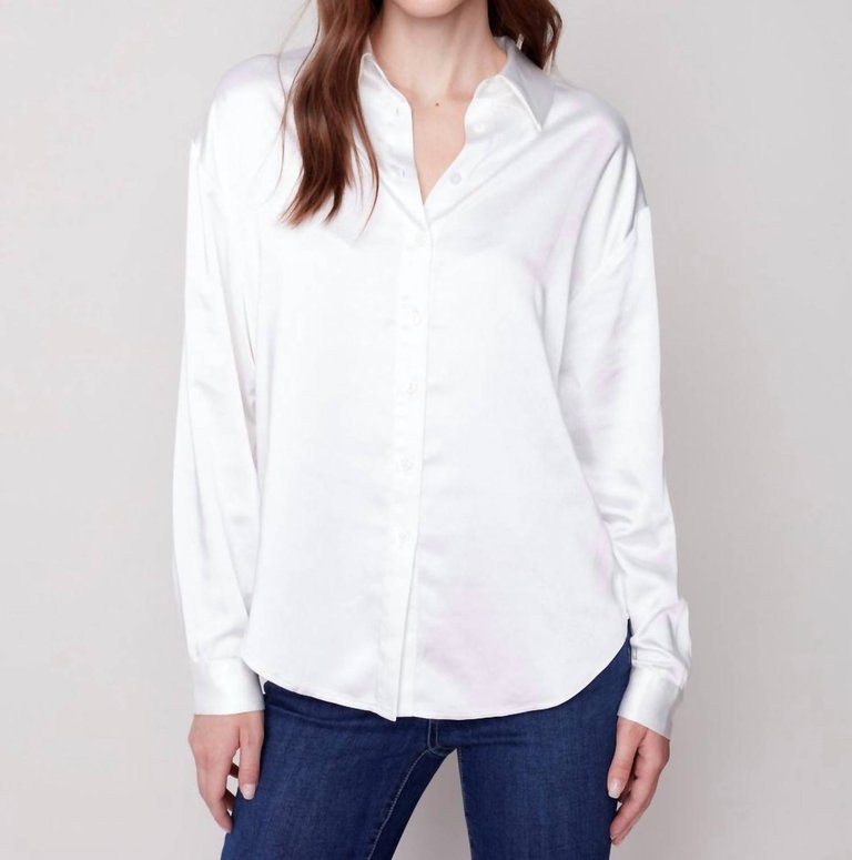 Solid Gutsy Satin Shirt In Ecru - Ecru