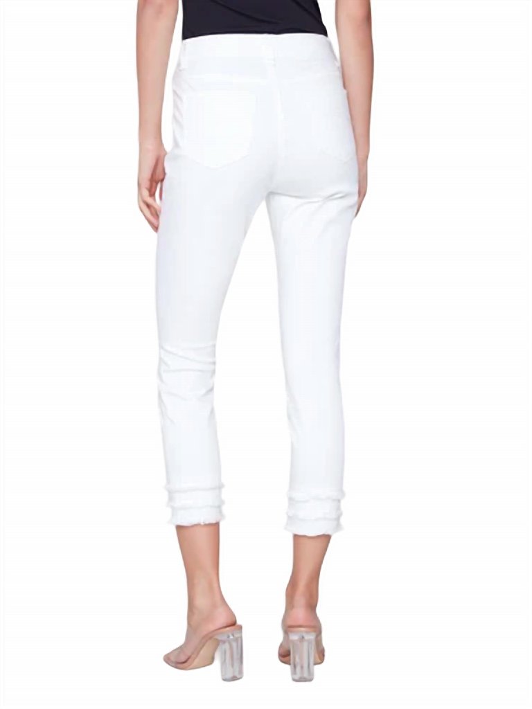 Women's Denim Fringe Crop Pants In White