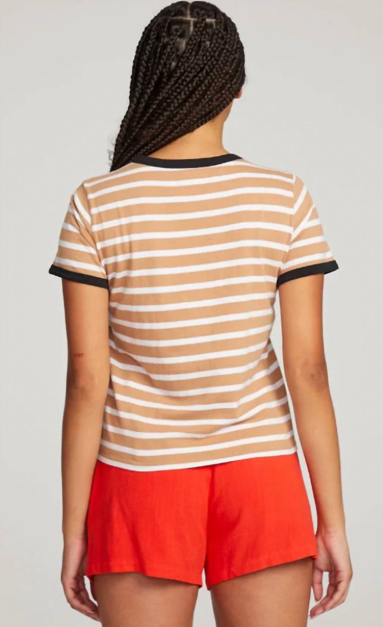 Bonjour Tee In Tan Stripe