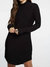 Cozy Knit Long Sleeves Raglan Turtleneck Shirttail Mini Dress - Black