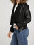 Faux Suede Shearling Reversible Long Sleeves Waterfall Neck Jacket