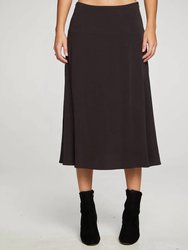 Flouncy Side Slit Midi Skirt - Phantom