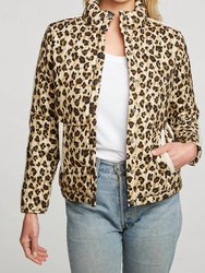 Heirloom Wovens Quilted Cropped Mock Neck Puffer Jacket - Bobcat Print