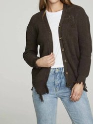 Long Sleeve Button Down Deconstructed Sweater Cardigan - Falcon