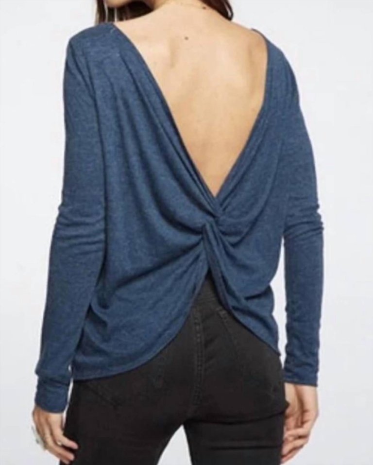 Long Sleeve Tri-Blend Twist Back Pullover - Amalfi