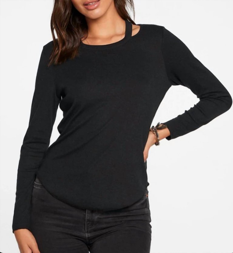 Rib Vented Shoulder Long Sleeve Tee - True Black