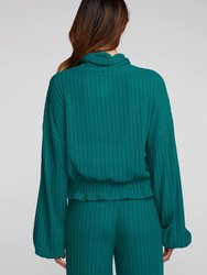 Ribbed Knit Cropped Pullover With Elastic Hem