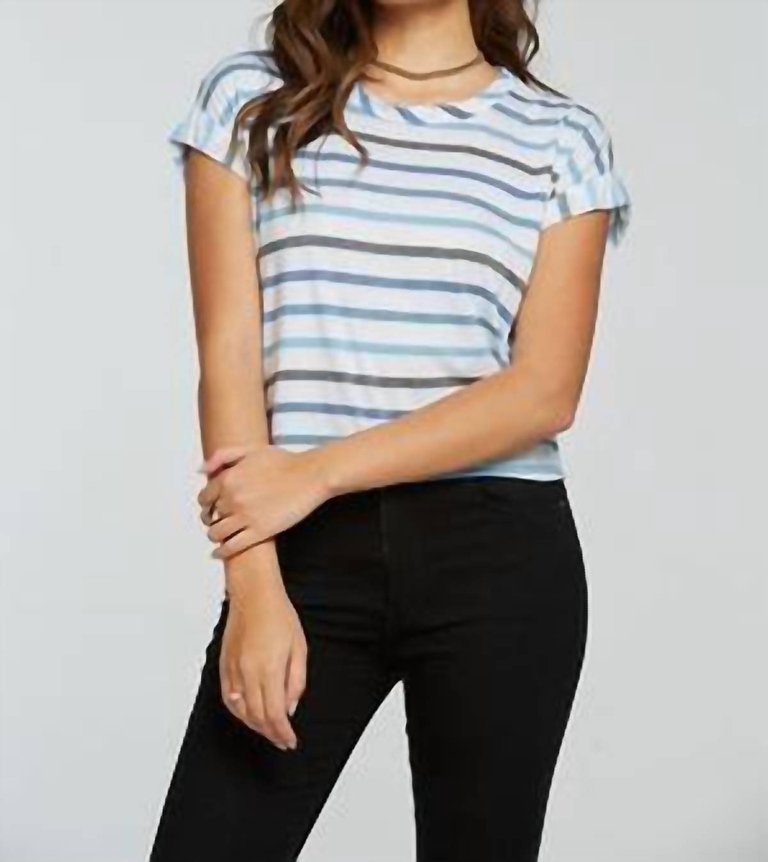 Rolled Drop Shoulder Tee - Ocean Ombre Stripe