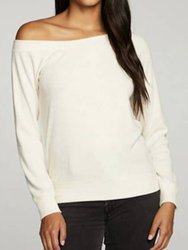 Rpet Love Rib Off Shoulder Raglan Pullover - Eggnog